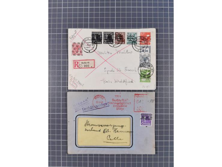 1948, über 120 Briefe und Karten mit Band/Netz-Frankaturen inkl. vieler Einzel- und Mehrfachfrankaturen, dabei bessere Franka