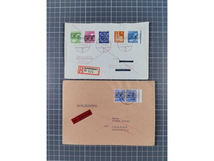 1948, über 120 Briefe und Karten mit Band/Netz-Frankaturen inkl. vieler Einzel- und Mehrfachfrankaturen, dabei bessere Franka