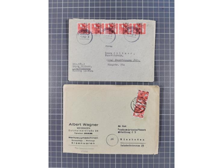 1948, über 120 Briefe und Karten mit Band/Netz-Frankaturen inkl. vieler Einzel- und Mehrfachfrankaturen, dabei bessere Franka