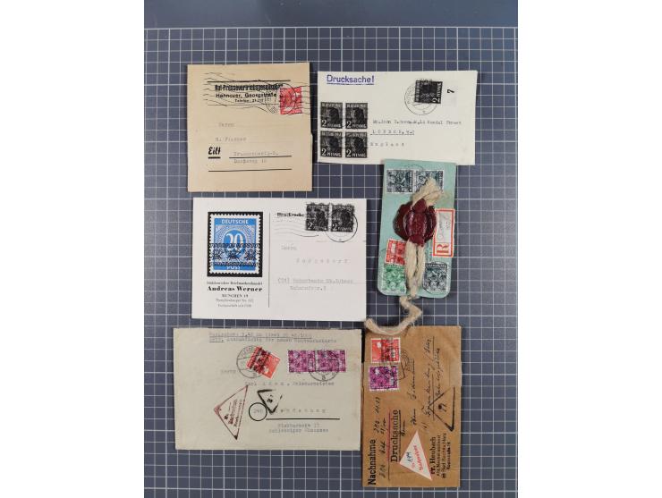 1948, über 120 Briefe und Karten mit Band/Netz-Frankaturen inkl. vieler Einzel- und Mehrfachfrankaturen, dabei bessere Franka
