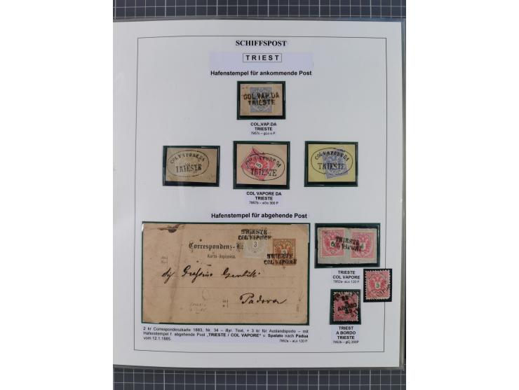 1869/1915, reichhaltige Schiffspost-Sammlung mit über 60 Briefen und Karten, inklusive Ungarn-Kroatien, viele interessante St