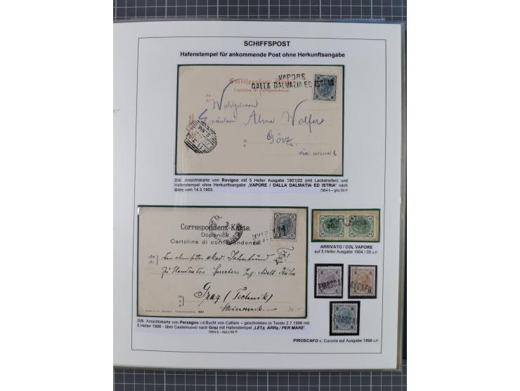 1869/1915, reichhaltige Schiffspost-Sammlung mit über 60 Briefen und Karten, inklusive Ungarn-Kroatien, viele interessante St