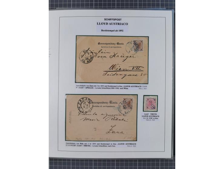 1869/1915, reichhaltige Schiffspost-Sammlung mit über 60 Briefen und Karten, inklusive Ungarn-Kroatien, viele interessante St