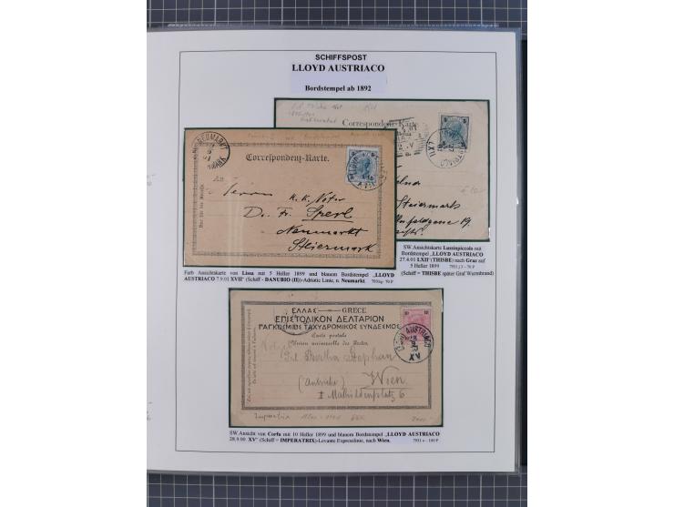 1869/1915, reichhaltige Schiffspost-Sammlung mit über 60 Briefen und Karten, inklusive Ungarn-Kroatien, viele interessante St