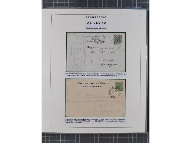 1869/1915, reichhaltige Schiffspost-Sammlung mit über 60 Briefen und Karten, inklusive Ungarn-Kroatien, viele interessante St