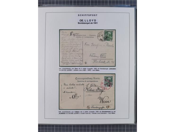 1869/1915, reichhaltige Schiffspost-Sammlung mit über 60 Briefen und Karten, inklusive Ungarn-Kroatien, viele interessante St