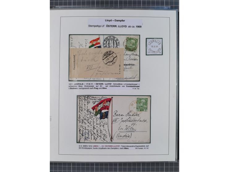 1869/1915, reichhaltige Schiffspost-Sammlung mit über 60 Briefen und Karten, inklusive Ungarn-Kroatien, viele interessante St
