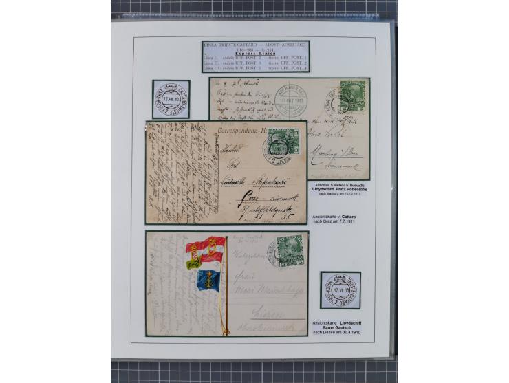 1869/1915, reichhaltige Schiffspost-Sammlung mit über 60 Briefen und Karten, inklusive Ungarn-Kroatien, viele interessante St