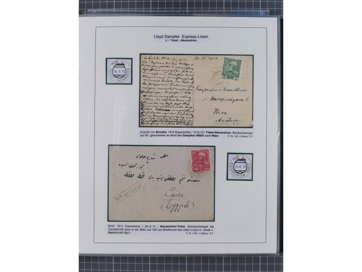 1869/1915, reichhaltige Schiffspost-Sammlung mit über 60 Briefen und Karten, inklusive Ungarn-Kroatien, viele interessante St