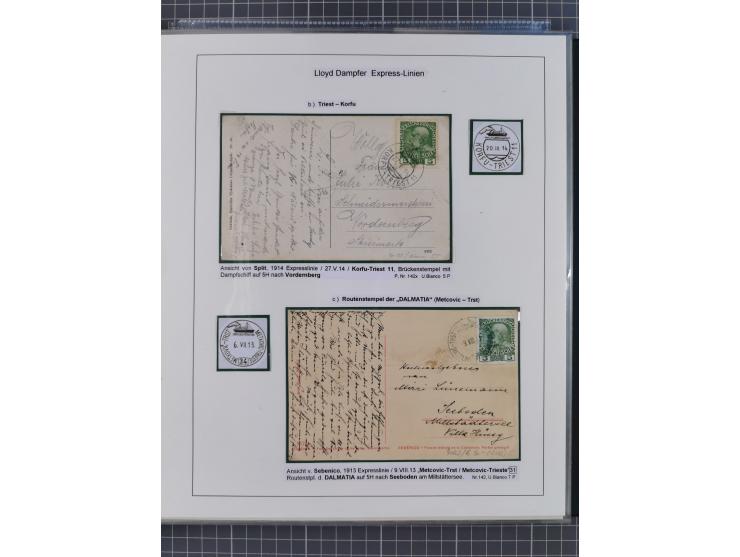 1869/1915, reichhaltige Schiffspost-Sammlung mit über 60 Briefen und Karten, inklusive Ungarn-Kroatien, viele interessante St
