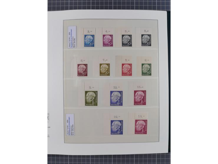 1951/2020, postfrische Sammlung “ Dauerserien Eckrandstücke”, ab Posthornsatz kpl. unsigniert und ungefaltet, einwandfrei (FA