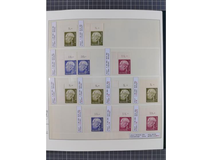 1951/2020, postfrische Sammlung “ Dauerserien Eckrandstücke”, ab Posthornsatz kpl. unsigniert und ungefaltet, einwandfrei (FA