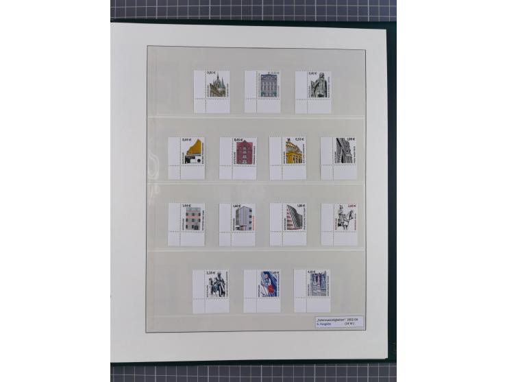 1951/2020, postfrische Sammlung “ Dauerserien Eckrandstücke”, ab Posthornsatz kpl. unsigniert und ungefaltet, einwandfrei (FA