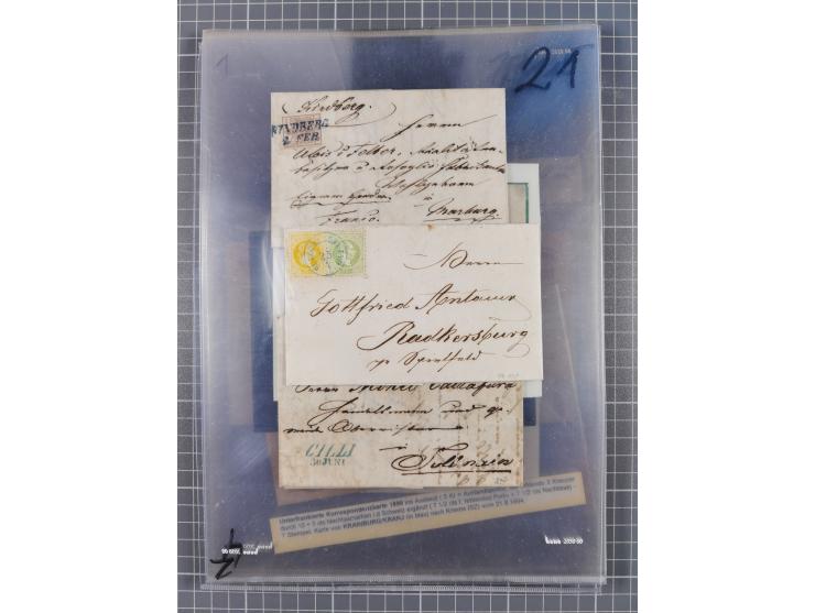 1850/1914, kleine gestempelte Partie mit 16 Briefen und Karten, dabei bessere Stücke mit u.a. Mi.-Nr. 3X (gefaltet) mit “LEOB