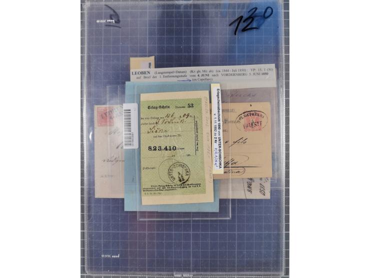 1850/1914, kleine gestempelte Partie mit 16 Briefen und Karten, dabei bessere Stücke mit u.a. Mi.-Nr. 3X (gefaltet) mit “LEOB