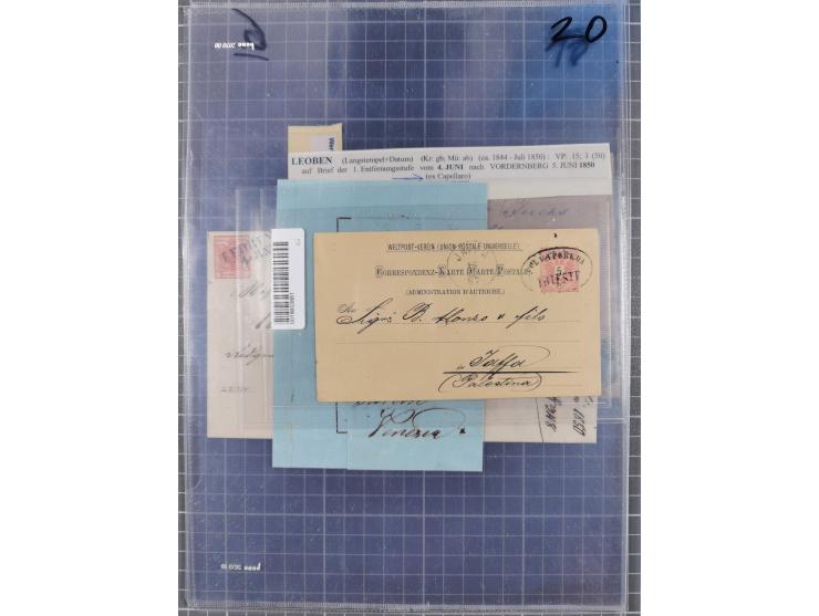 1850/1914, kleine gestempelte Partie mit 16 Briefen und Karten, dabei bessere Stücke mit u.a. Mi.-Nr. 3X (gefaltet) mit “LEOB