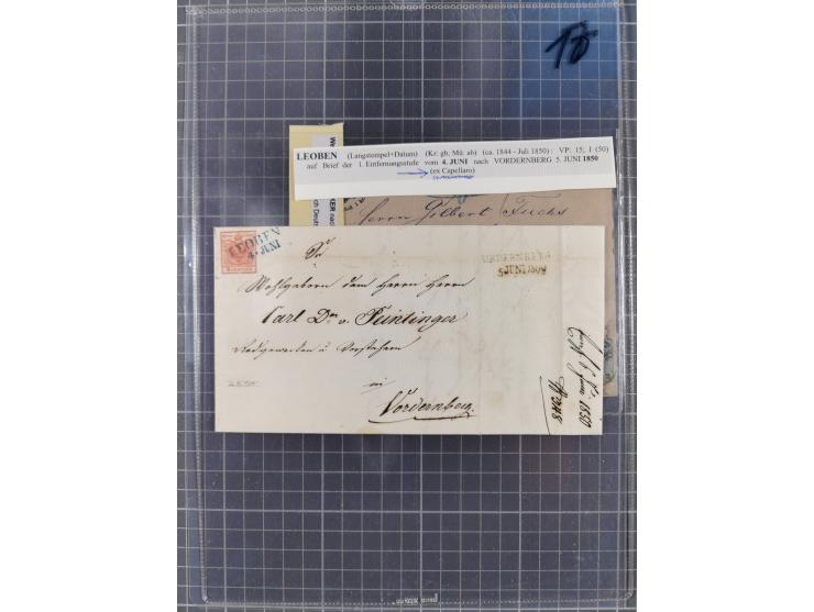1850/1914, kleine gestempelte Partie mit 16 Briefen und Karten, dabei bessere Stücke mit u.a. Mi.-Nr. 3X (gefaltet) mit “LEOB