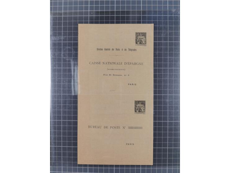 1880, Collection of 9 different postal stationeries unused and 2 used ‘Carte-Telegramme Tubes Pneumatiques’, plus four comple