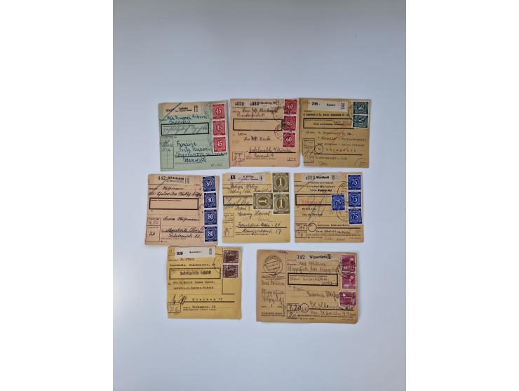 1946/47, interessanter Sammlungsposten mit über 100 Paketkarten mit vielen Einzel- und Mehrfachfrankaturen, interessanten Ver