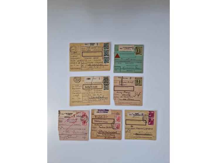1946/47, interessanter Sammlungsposten mit über 100 Paketkarten mit vielen Einzel- und Mehrfachfrankaturen, interessanten Ver