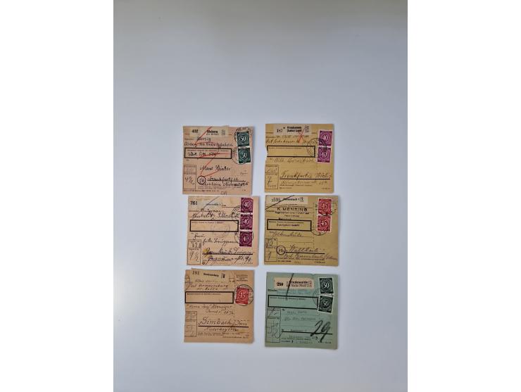 1946/47, interessanter Sammlungsposten mit über 100 Paketkarten mit vielen Einzel- und Mehrfachfrankaturen, interessanten Ver
