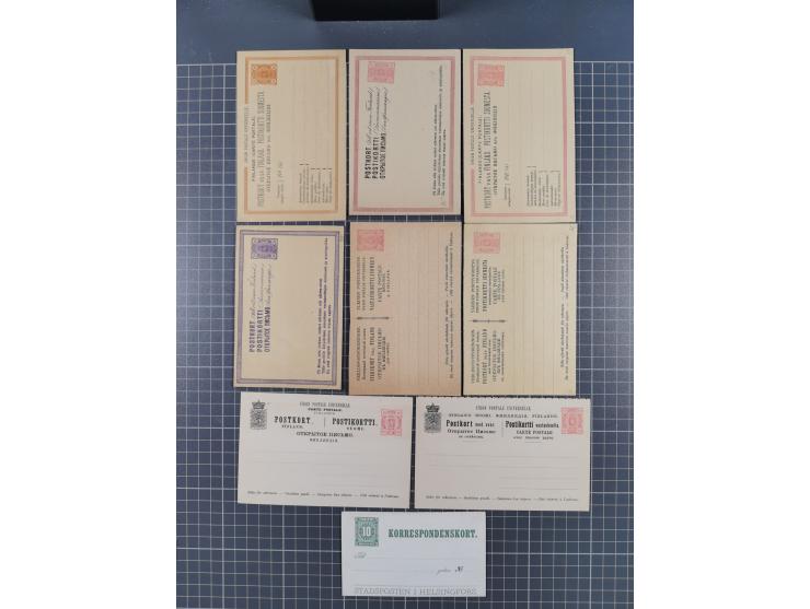 1880, Collection of 19 different postal stationeries unused, including six complete postal stationery answering cards (P2, P5