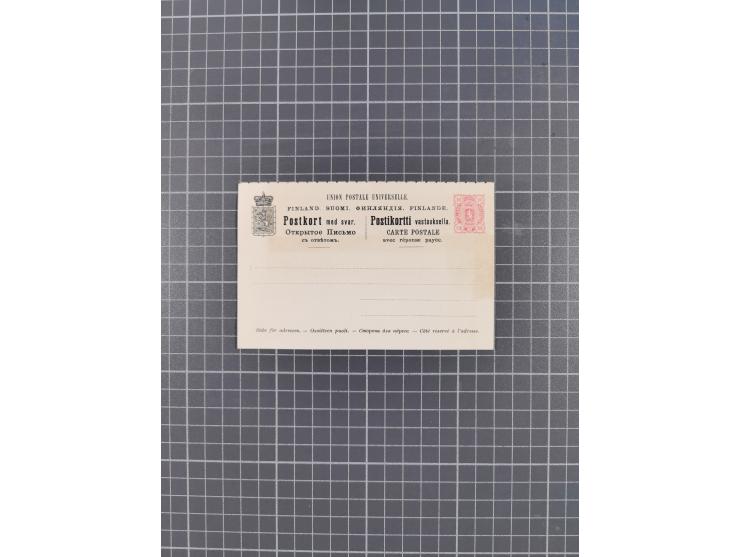 1880, Collection of 19 different postal stationeries unused, including six complete postal stationery answering cards (P2, P5