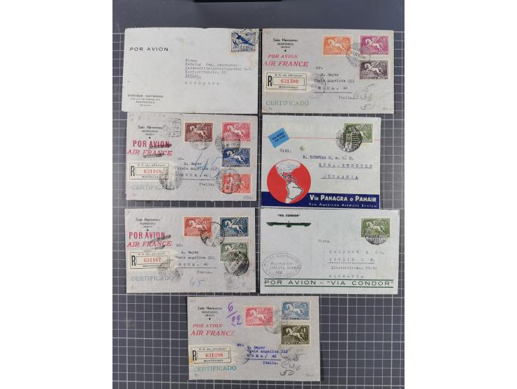 1924/40, 12 air mail covers, including Condor and Air France flights, two air mail sets 1924 on cover, high values up to $5 o