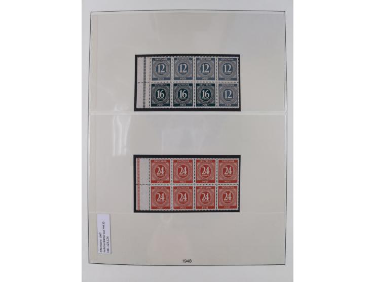 1945/49, postfrische in den Hauptnummern komplette Sammlungen Alliierte Besetzung und Bizone, dabei u.a. Mi.-Nr. A IX/II und 