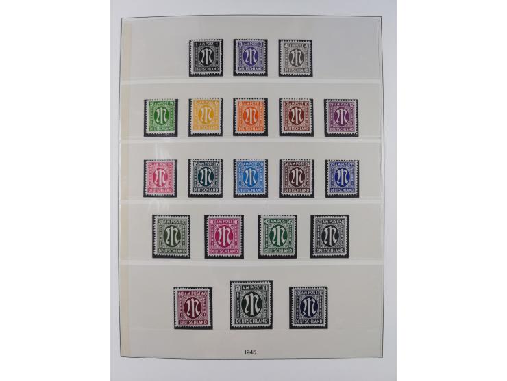 1945/49, postfrische in den Hauptnummern komplette Sammlungen Alliierte Besetzung und Bizone, dabei u.a. Mi.-Nr. A IX/II und 