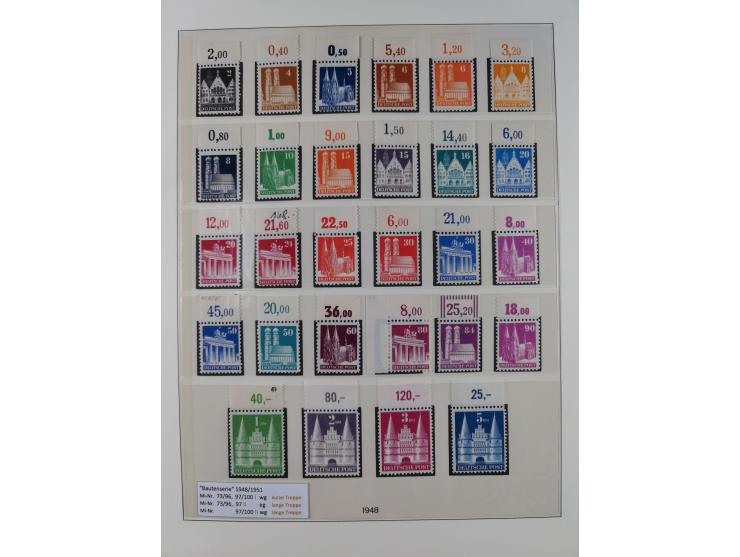 1945/49, postfrische in den Hauptnummern komplette Sammlungen Alliierte Besetzung und Bizone, dabei u.a. Mi.-Nr. A IX/II und 