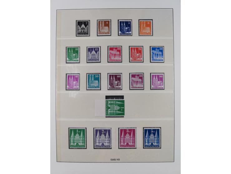 1945/49, postfrische in den Hauptnummern komplette Sammlungen Alliierte Besetzung und Bizone, dabei u.a. Mi.-Nr. A IX/II und 