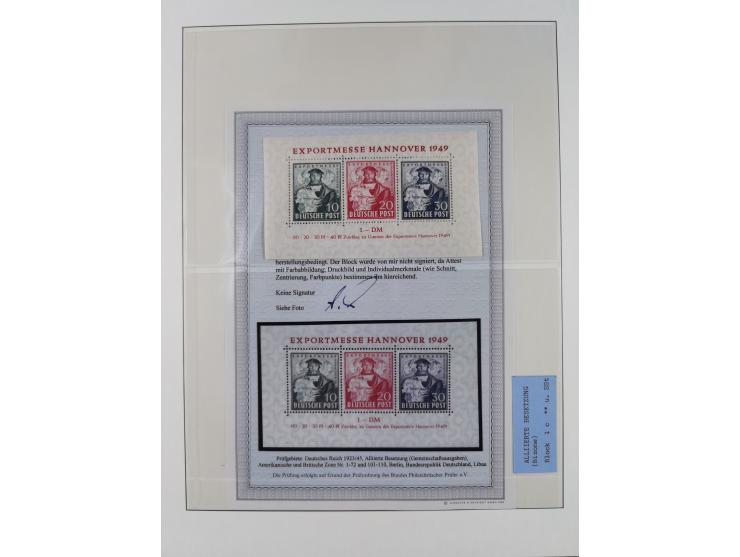 1945/49, postfrische in den Hauptnummern komplette Sammlungen Alliierte Besetzung und Bizone, dabei u.a. Mi.-Nr. A IX/II und 