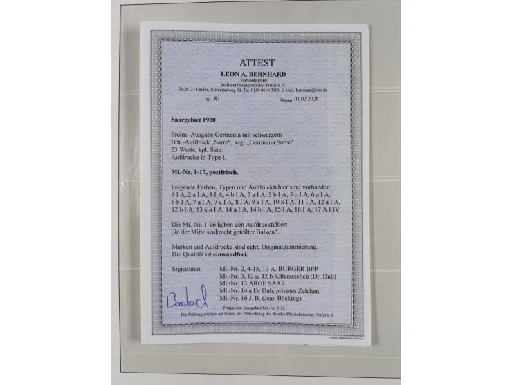 1920/59, in den Hauptnummern stark überkomplette fast ausnahmslos postfrische Sammlung inkl. Dienstmarken, dabei Mi.-Nr. 1-17