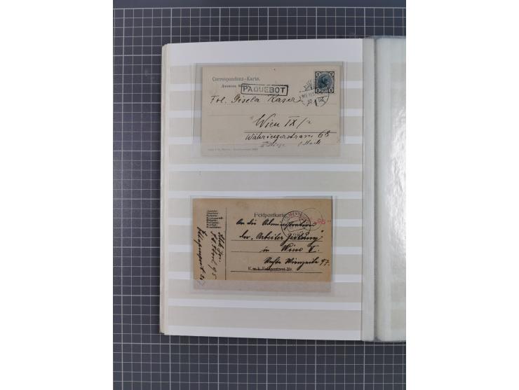 1860/1919 (ca.), kleine Partie Schiffspot mit 16 Briefen und Karten, dabei u.a. 1913 “S/S HELOUAN”, 1914 “KRIEGS-MARINE DAMPF