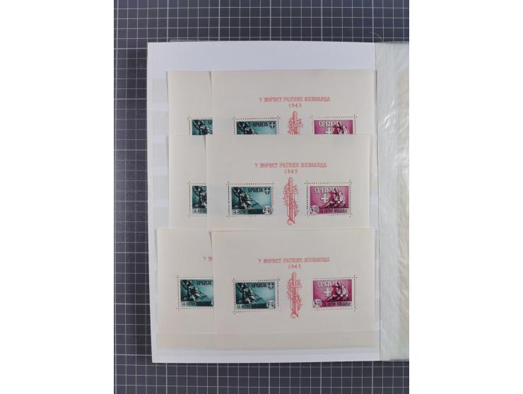 1941/43, postfrischer Doubletten-Bestand, inklusive Dienstmarke und Portomarken, Mi.-Nr. 1-107 komplett sowie Bl. 1-4, jede W