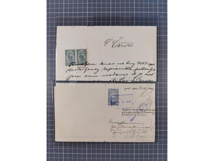 1919/29 (ca.), 30 fiscal documents franked with adhesives from the 1919 issue used as fiscals, some interesting usages and co