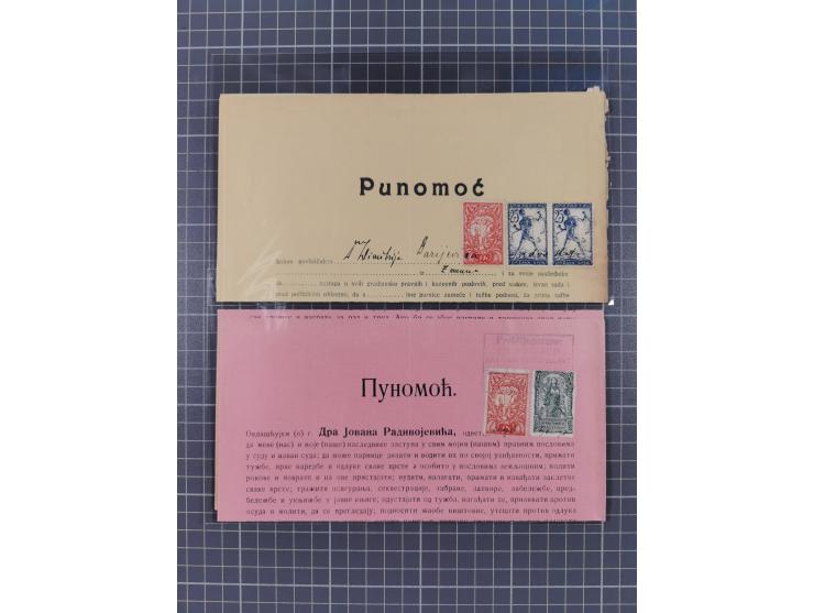 1919/29 (ca.), 30 fiscal documents franked with adhesives from the 1919 issue used as fiscals, some interesting usages and co