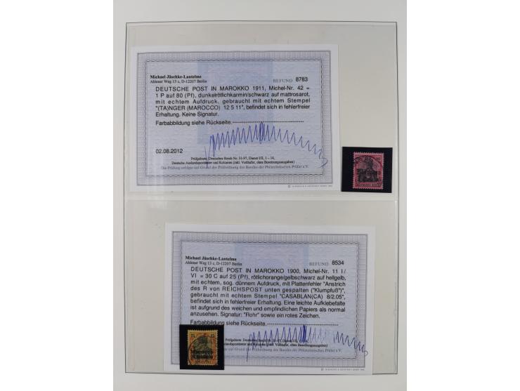 1893/1916, postfrische und gestempelte Partie, dabei DPC Mi.-Nr. 19PFII Briefstück, DPT Mi.-Nr. 7dZS postfrisch, Marokko 11I 
