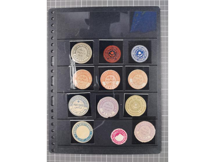 1890(ca.), Egypt Interpostal stamps issued by Posta Europea for official mail: 39 cancelled and 121 unused, many different ty