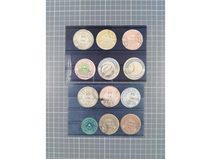 1890(ca.), Egypt Interpostal stamps issued by Posta Europea for official mail: 39 cancelled and 121 unused, many different ty