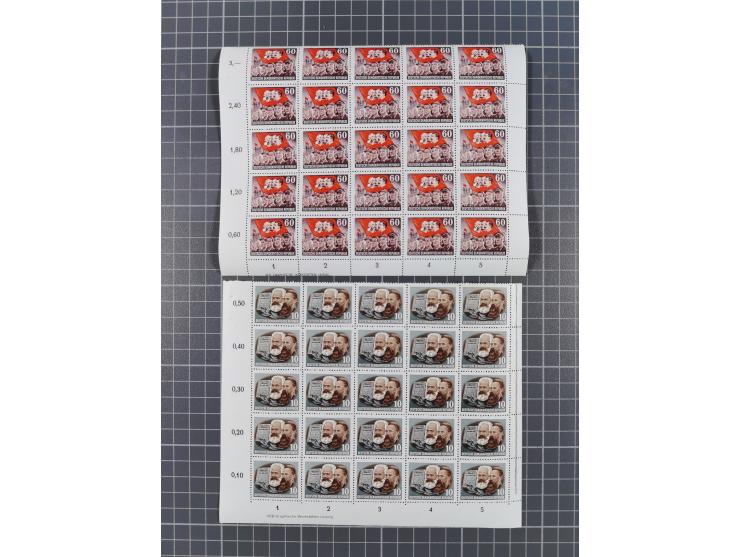 1949/53, postfrische Partie, fast ausschließlich in Bogen teilen und Bogen, dabei Bach (50), Köpfe II (ca. 10), etc.