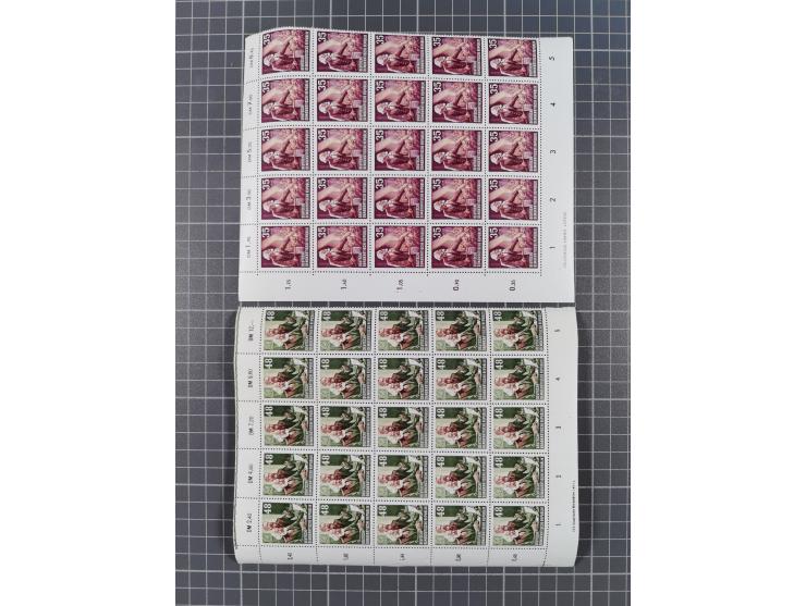 1949/53, postfrische Partie, fast ausschließlich in Bogen teilen und Bogen, dabei Bach (50), Köpfe II (ca. 10), etc.