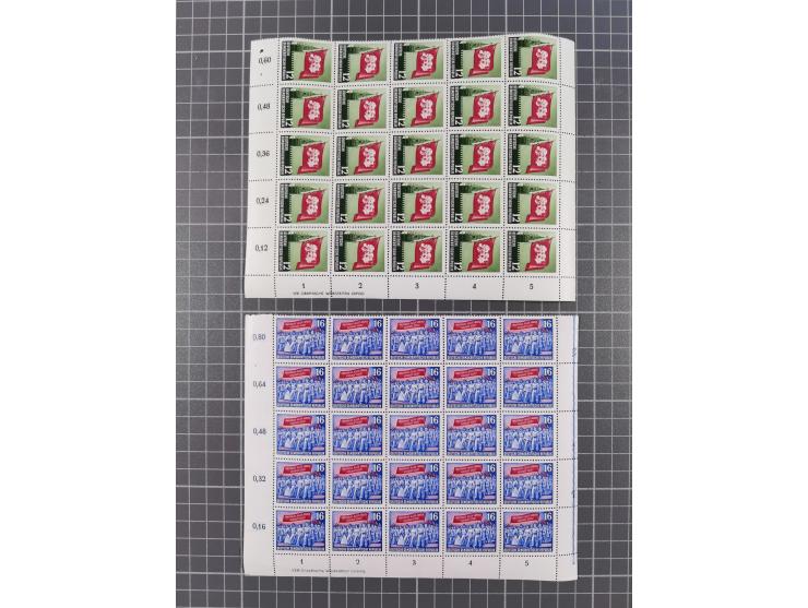 1949/53, postfrische Partie, fast ausschließlich in Bogen teilen und Bogen, dabei Bach (50), Köpfe II (ca. 10), etc.