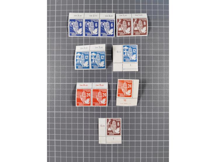 1949/53, postfrische Partie, fast ausschließlich in Bogen teilen und Bogen, dabei Bach (50), Köpfe II (ca. 10), etc.