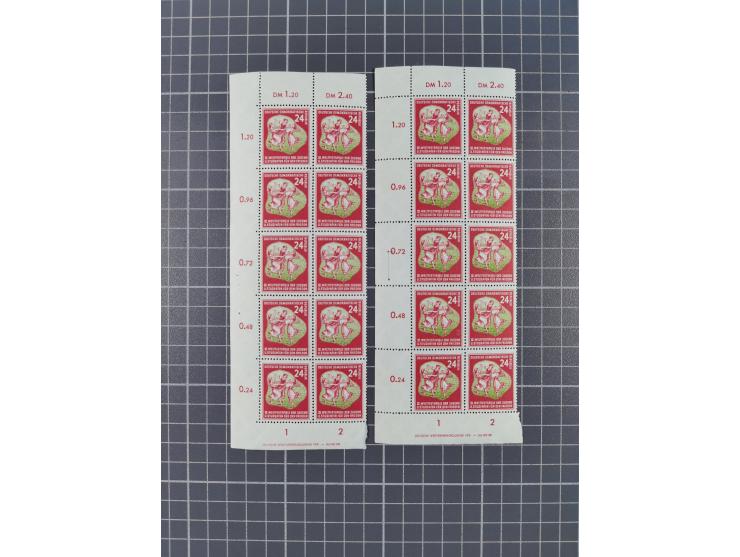 1949/53, postfrische Partie, fast ausschließlich in Bogen teilen und Bogen, dabei Bach (50), Köpfe II (ca. 10), etc.