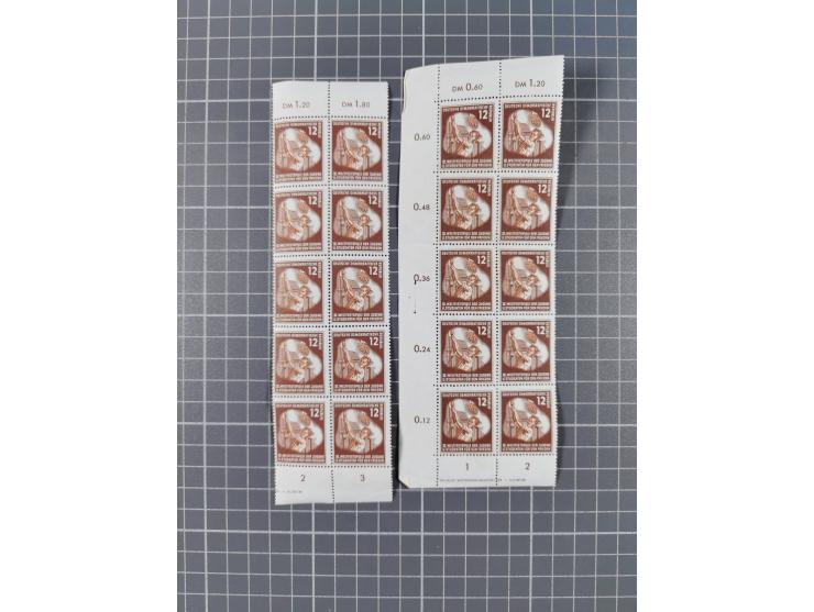 1949/53, postfrische Partie, fast ausschließlich in Bogen teilen und Bogen, dabei Bach (50), Köpfe II (ca. 10), etc.