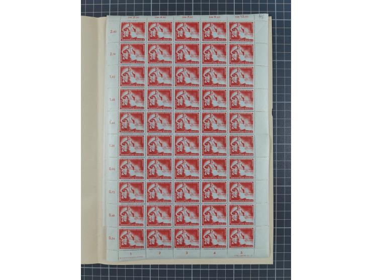 1949/53, postfrische Partie, fast ausschließlich in Bogen teilen und Bogen, dabei Bach (50), Köpfe II (ca. 10), etc.