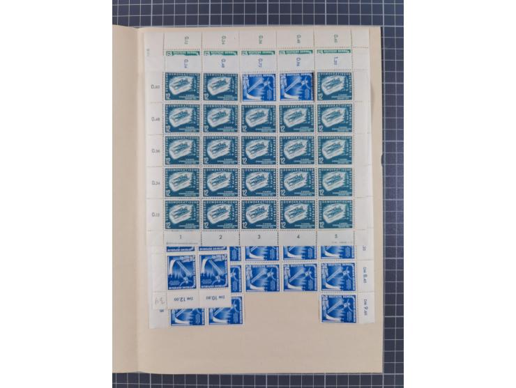 1949/53, postfrische Partie, fast ausschließlich in Bogen teilen und Bogen, dabei Bach (50), Köpfe II (ca. 10), etc.