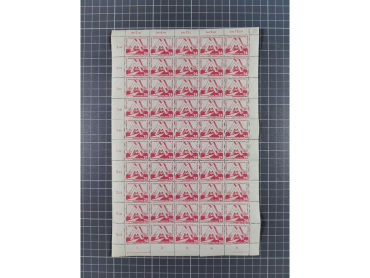 1949/53, postfrische Partie, fast ausschließlich in Bogen teilen und Bogen, dabei Bach (50), Köpfe II (ca. 10), etc.